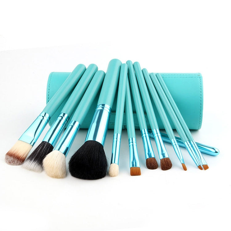 12 PCS Professional Makeup Brush Set Beauty Kit Cosmetic with PU Leather Cup Carrying Case(Green)