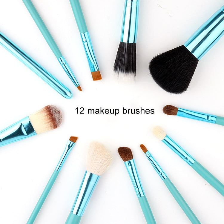 12 PCS Professional Makeup Brush Set Beauty Kit Cosmetic with PU Leather Cup Carrying Case(Green)