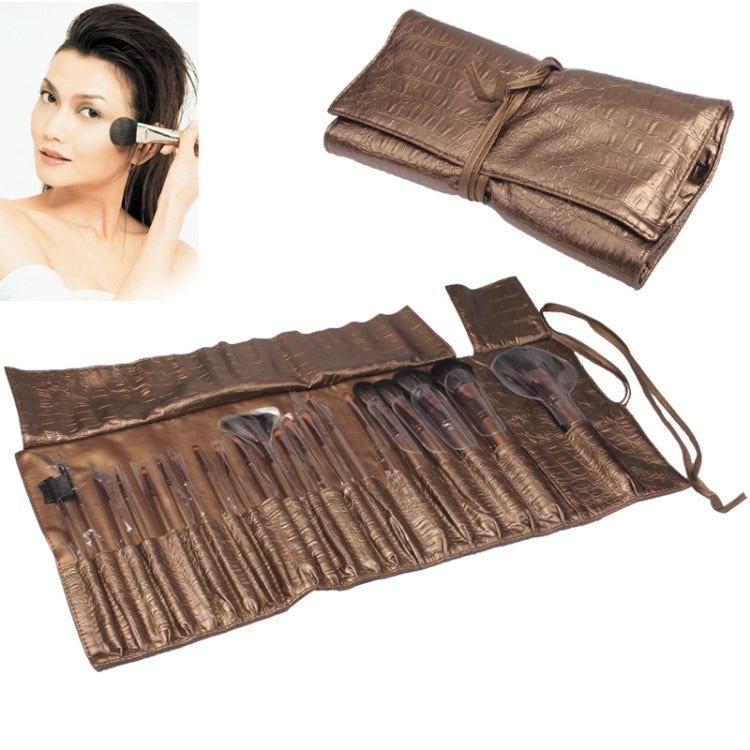 Professional 21pcs Makeup Brush Set Beauty Kit Cosmetic with PU Leather Carrying Case(Coffee)