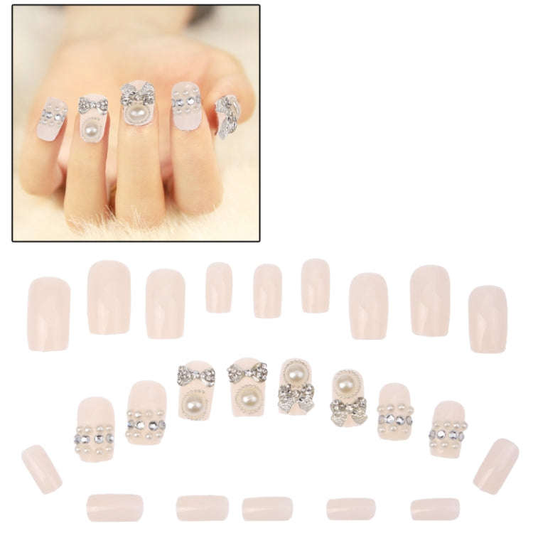 3D Design Rhinestone Pearl Fake Nails