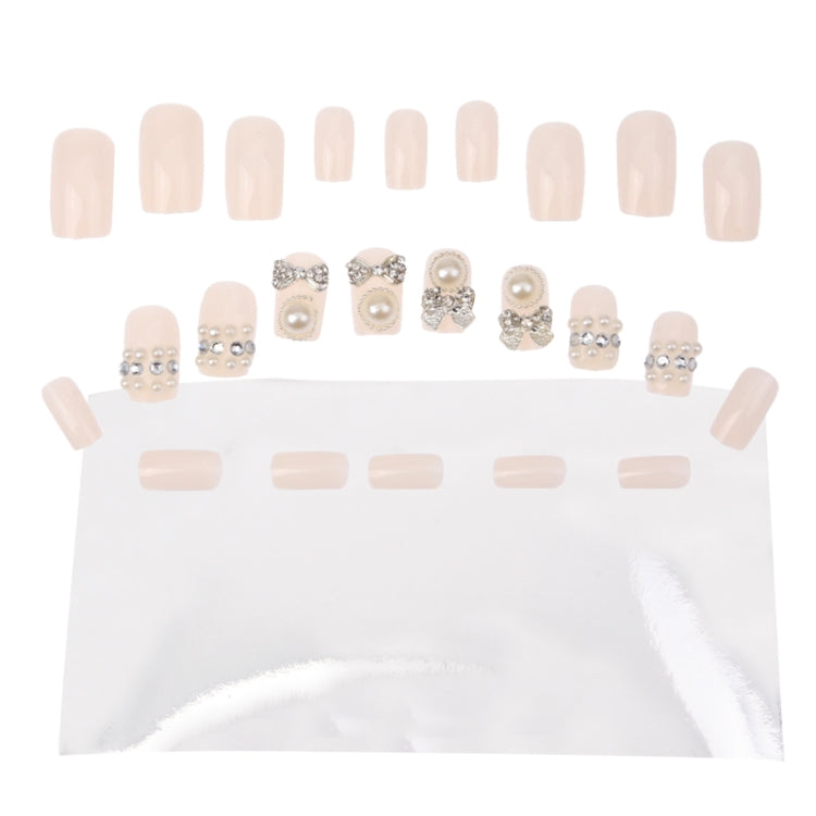 3D Design Rhinestone Pearl Fake Nails
