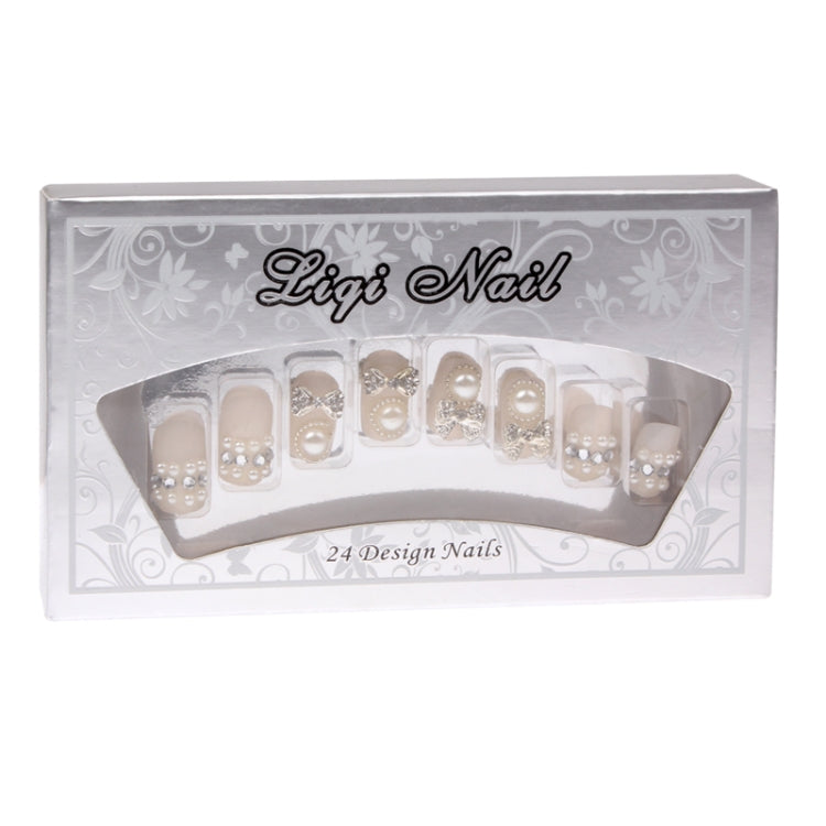 3D Design Rhinestone Pearl Fake Nails