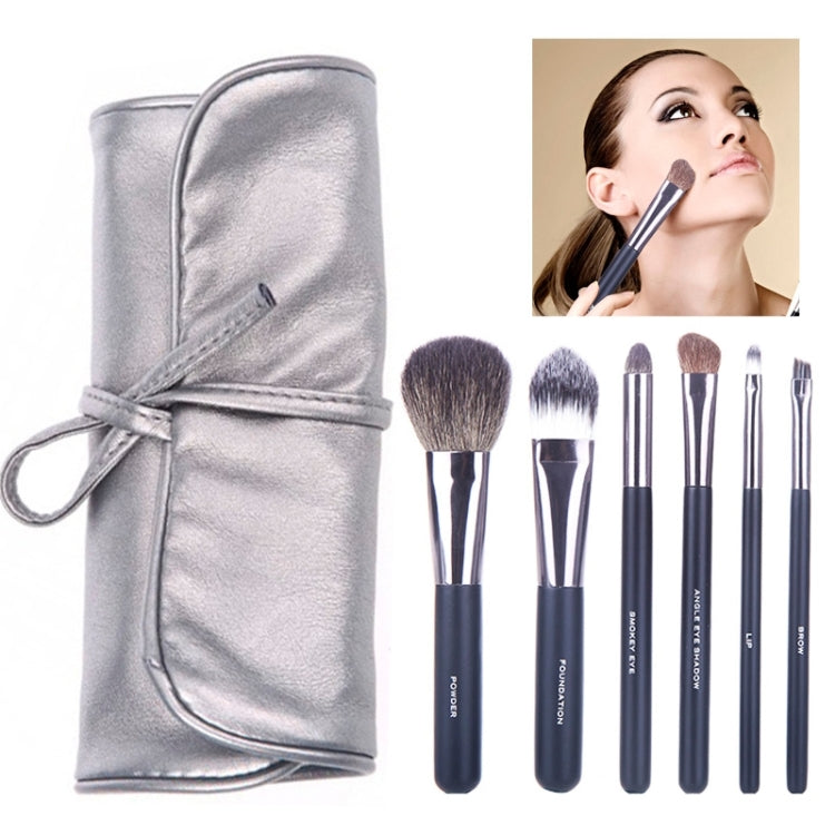 6 PCS Stylish Cosmetic Brush Case Soft Leather Bag Kit Set for Ladies