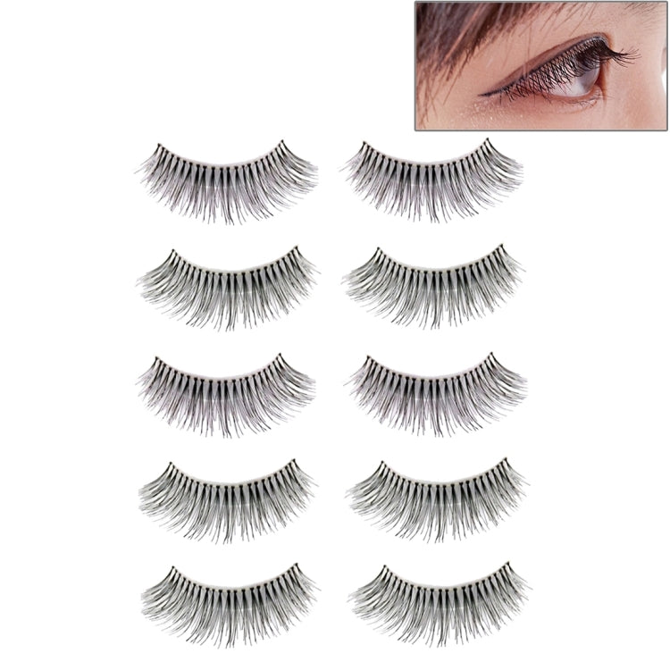 Natural Makeup Full Strip Lashes Charming Long Thick Black False Eyelashes / Fake Eyelashes, 5 Pairs / Pack, Length: 12mm