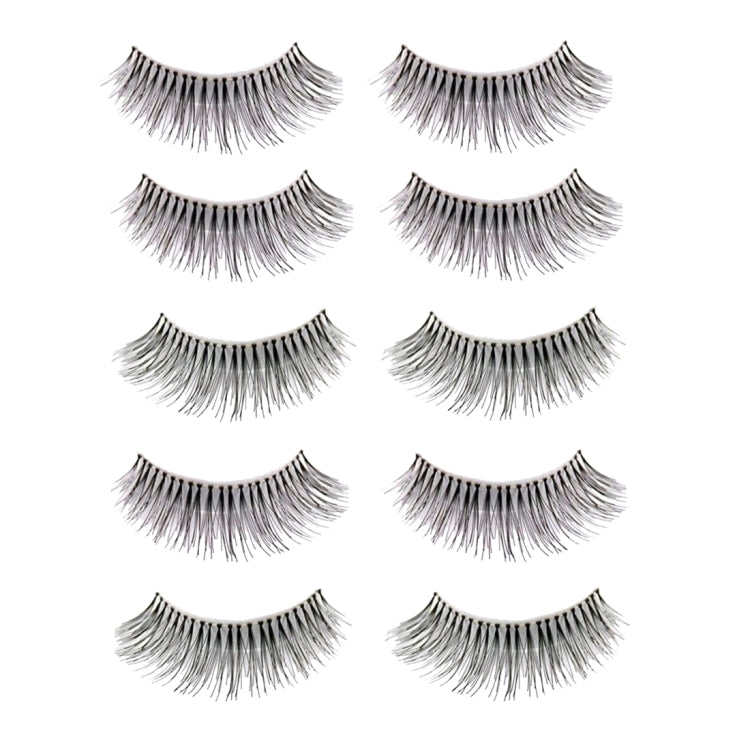 Natural Makeup Full Strip Lashes Charming Long Thick Black False Eyelashes / Fake Eyelashes, 5 Pairs / Pack, Length: 12mm