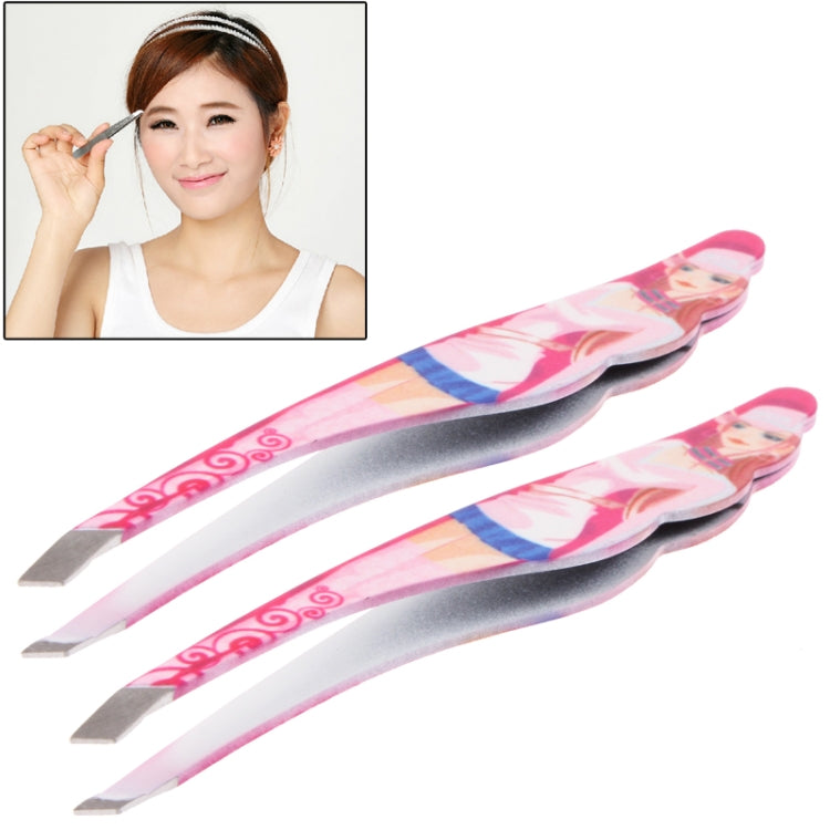 Stylish Stainless Steel Eyebrow Tweezers (2pcs in one packaging, the price is for 2pcs)