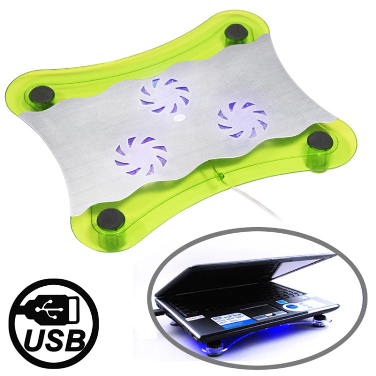 Blue LED USB Laptop Cooler Pad with 3 Fans (Size: 278*46*326mm),