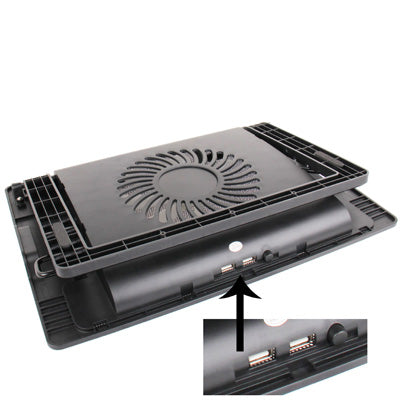 HH-S1012 Metal Feels Design Powerful Laptop USB Cooler Pad with 2 x USB 2.0 HUB