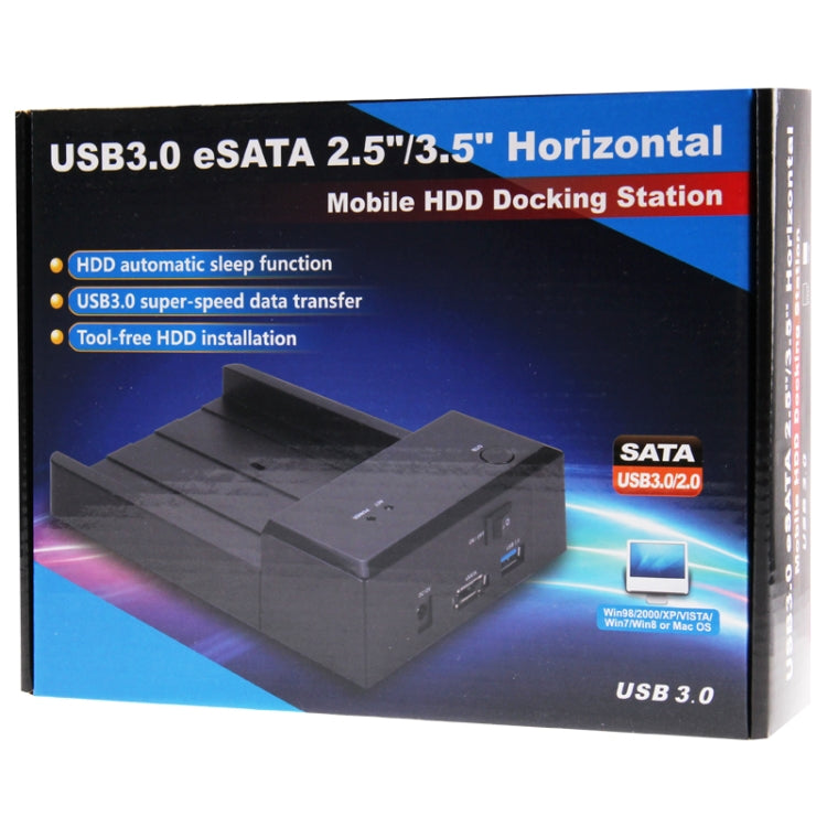 USB 3.0 2.5 inch / 3.5 inch Horizontal Mobile HDD Docking Station