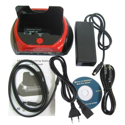 USB 2.0 to SATA (ESATA) HDD Docking One Touch Backup Multi-Dock  with Card reader, HUB(Red)