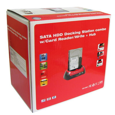 USB 2.0 to SATA (ESATA) HDD Docking One Touch Backup Multi-Dock  with Card reader, HUB(Red)