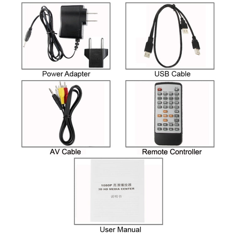 Mini Full HD 1080P Media Player with Remote Controller, Support YPbPr / AV / SD Card / USB Flash Disk / HDMI Output