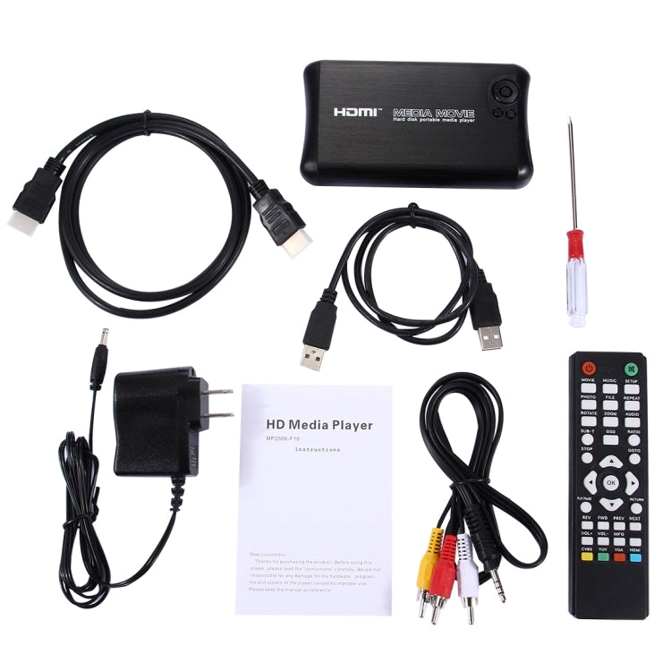 1080P Full HD Aluminum Shell Media Player with Remote Control & HDMI Interface, Support SD Card / USB Flash Disk / External SATA HDD
