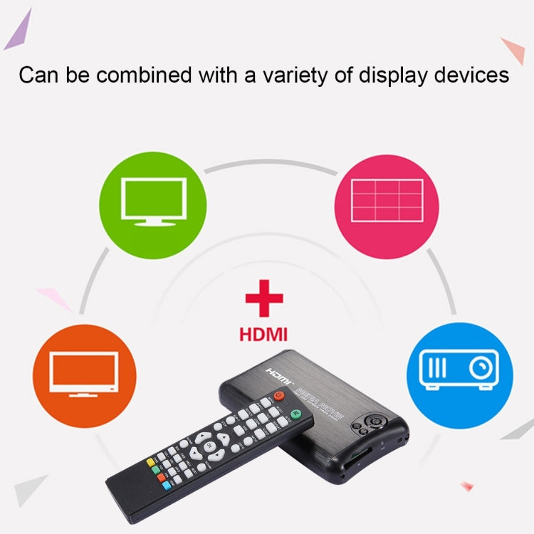 1080P Full HD Aluminum Shell Media Player with Remote Control & HDMI Interface, Support SD Card / USB Flash Disk / External SATA HDD