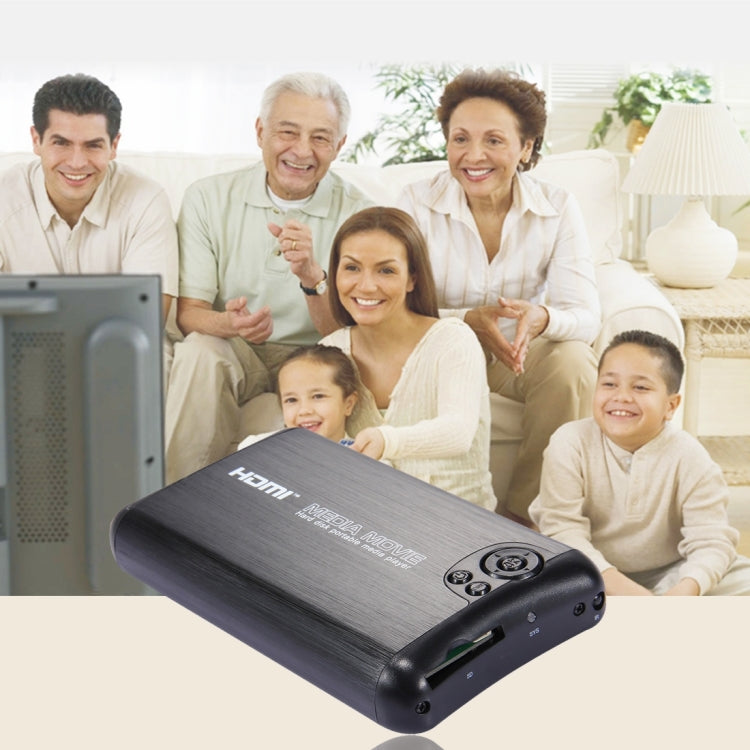 1080P Full HD Aluminum Shell Media Player with Remote Control & HDMI Interface, Support SD Card / USB Flash Disk / External SATA HDD