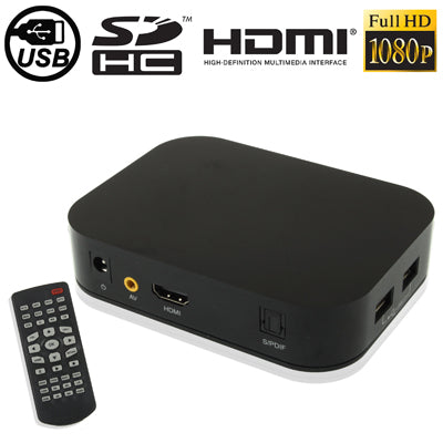 1080P Full HD Media Player with Remote Control & HDMI Interface, Support SD Card / USB Flash Disk / Autoplay / Repeat Play(Black)