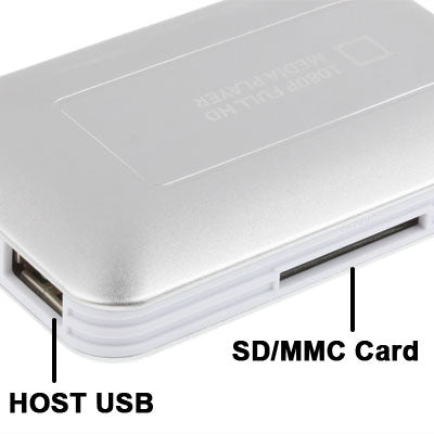 Mini Full HD 1080P HDMI Multimedia HDD player with SD/MMC/SDHC Card reader/HOST USB  Function, External HDD, Size: 85x55x10mm(Silver)