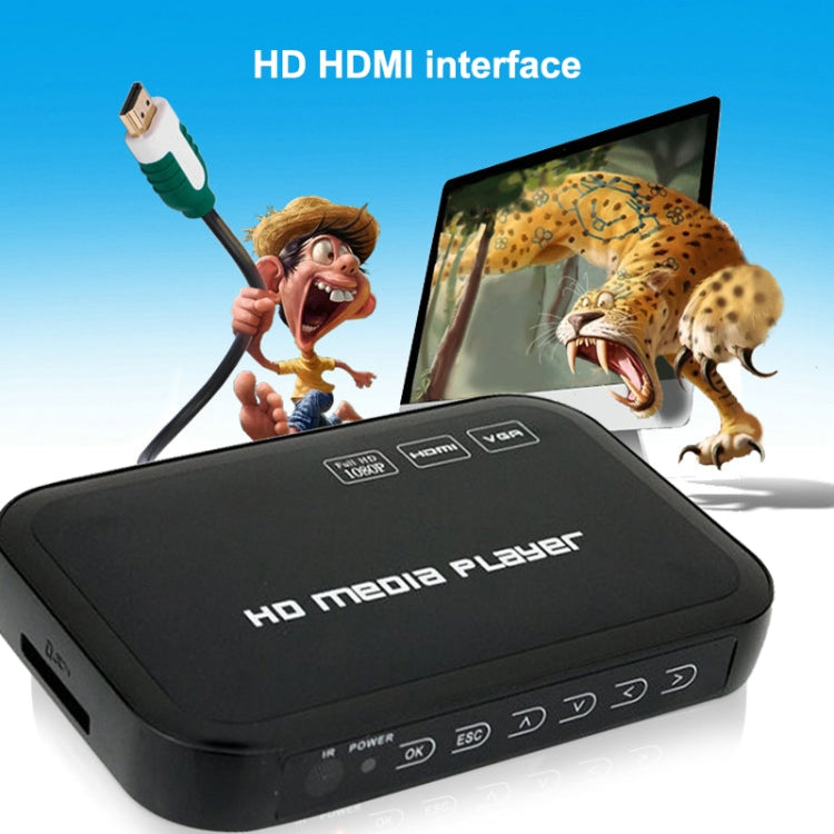 1080P HD Media Player, Support SD/MMC Cards(Black)