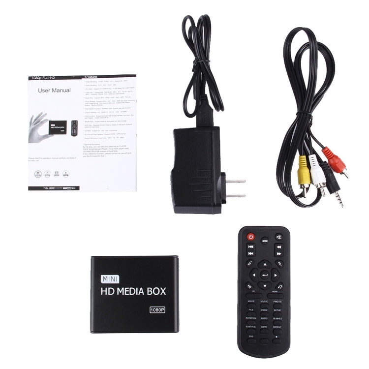 Full HD 1080P HDMI MultiMedia HDD player with SD/MMC Card & USB Slot, Support External Removable Hard Disk Storage(Black)