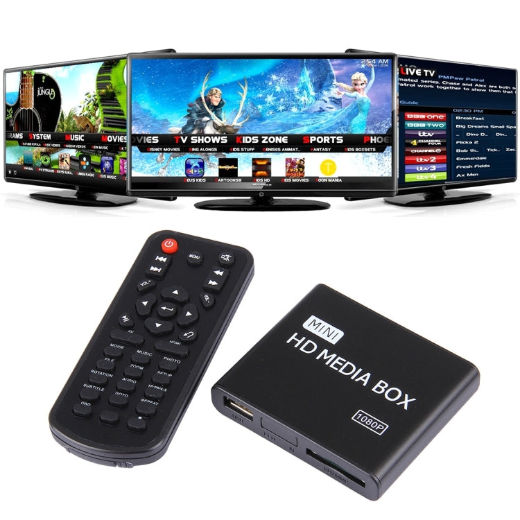 Full HD 1080P HDMI MultiMedia HDD player with SD/MMC Card & USB Slot, Support External Removable Hard Disk Storage(Black)
