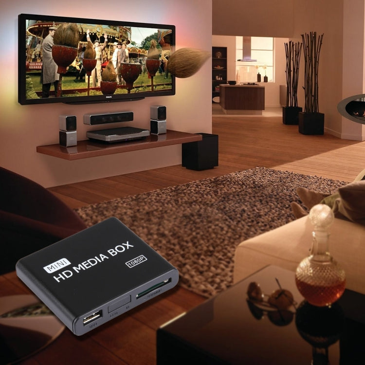 Full HD 1080P HDMI MultiMedia HDD player with SD/MMC Card & USB Slot, Support External Removable Hard Disk Storage(Black)