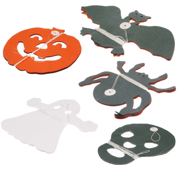 5 PCS Halloween Decorative Props Spider + Skeleton + Bat + Pumpkin + Ghost Garland Brace