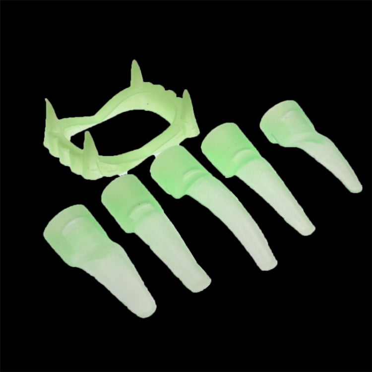 Halloween Costume Party Supplies Luminous Vampire Teeth / Dentures + Luminous Finger Nail(Green)