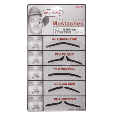 Costume Party Halloween Fake Beard Handlebar Mustache (5pcs in One Packaging, The Price is for 5pcs)(Black)