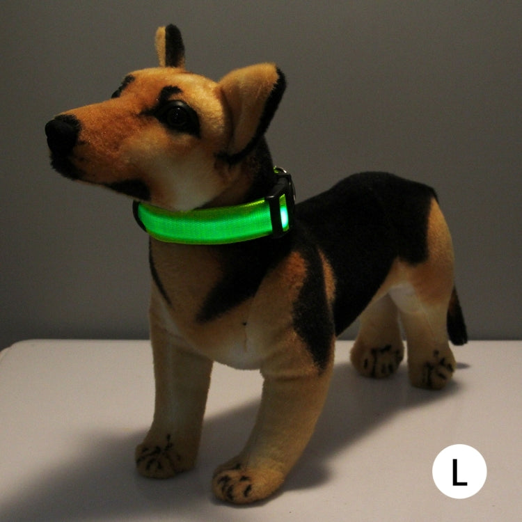 Adjustable 3-Mode LED Flashing Dog Collar, Size: L(Green)