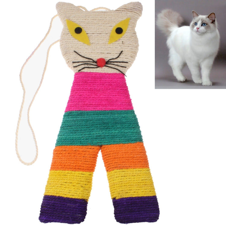 Attractive Sisal Fibre Cat Shaped Toy with Strap for Cat Pet