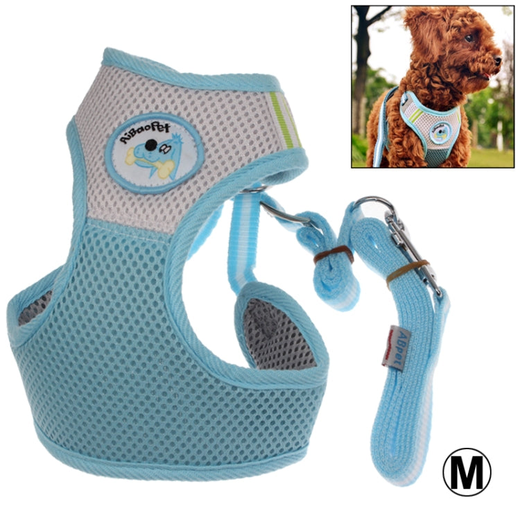 Mesh Breathable Pet Chest Suspenders Dog Traction Rope, Size: M (Blue)