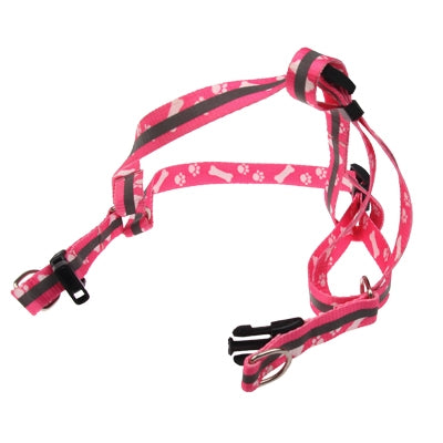 Dog Pet Personalized Strap Type Cloth Woven Leash with Adjustable Collar, Length: 1.2M,Pet Footprint Pattern (Pink)