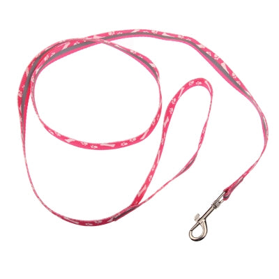 Dog Pet Personalized Strap Type Cloth Woven Leash with Adjustable Collar, Length: 1.2M,Pet Footprint Pattern (Pink)