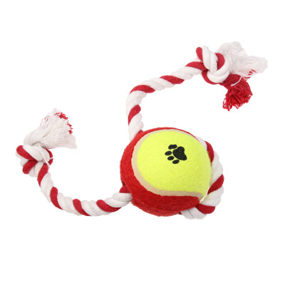 Pet Bauble Dog Interactive Tennis Ball + Rope Toys, Random Color Delivery(Red)