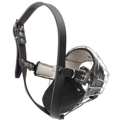Steel Cage Style Dog Basket Wire Muzzle Protective Snout Cover with Leather Strap for Shepherd Dog(Black)