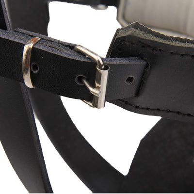 Steel Cage Style Dog Basket Wire Muzzle Protective Snout Cover with Leather Strap for Shepherd Dog(Black)