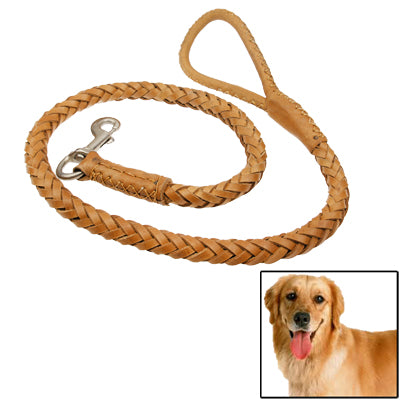1.1m Synthetic Leather Braided Harness Lead Leash Traction Rope Dog Safety Rope Chain for Puppy Dog Pet