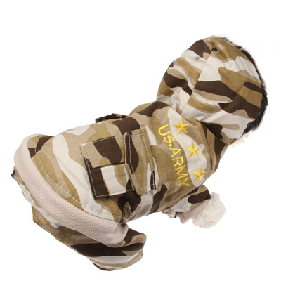 Winter Camouflage Style Coat for Dogs with Zipper