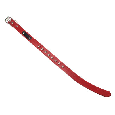 Pointed Nail Leather Dog Collar Pets Neck Strap (Red)