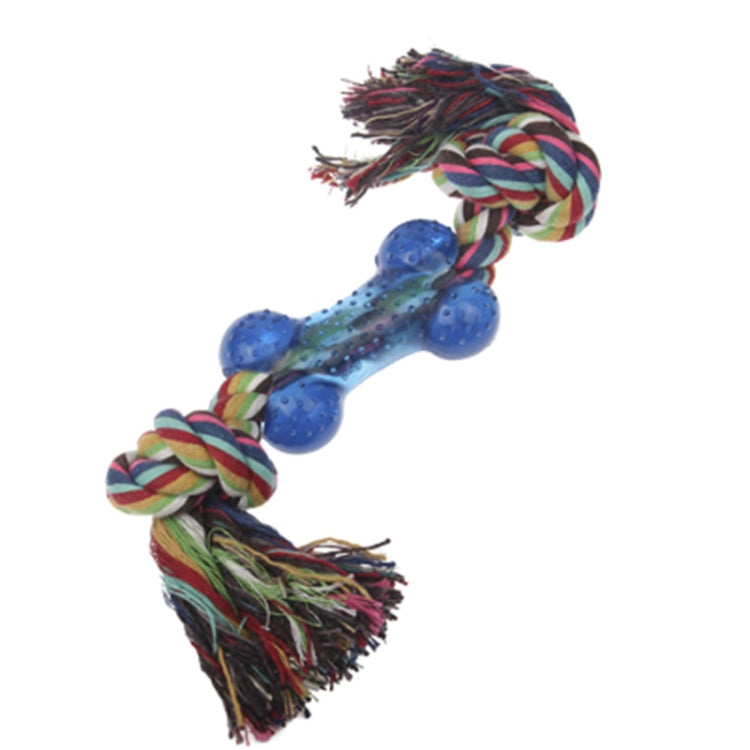 Bone Shape Dog Puppy Pet Cotton Multicolor Braided Bone Rope Chew Knot Toy