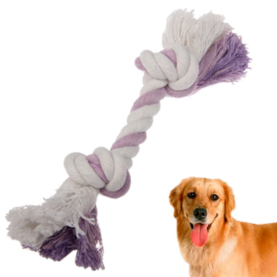 Dog Puppy Pet Cotton Multicolor Braided Bone Rope Chew Knot Toy (Random Color Delivery)