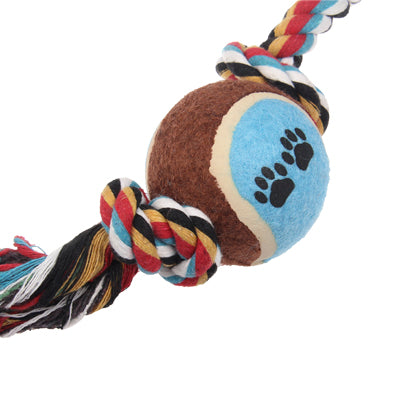 Pet Cotton Rope Toys with Tennis Ball, Pet Toys, Dog Toys, Random Color Delivery