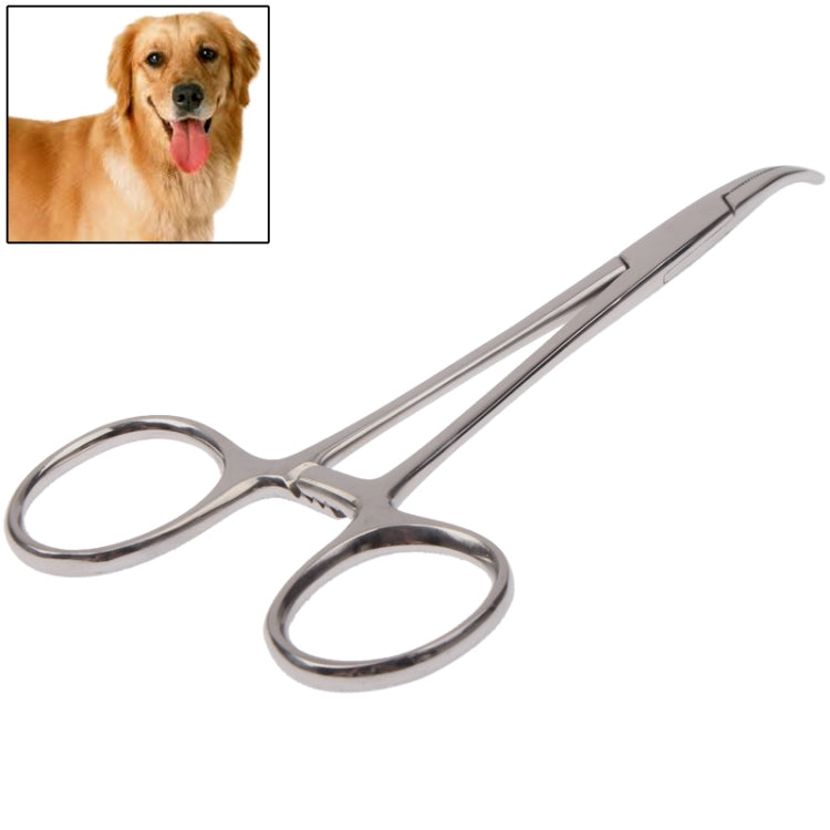 Pet Ear Forceps Hemostatic Ear Forceps Bend Head Pet Beauty Product(Silver)