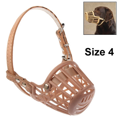 Adjustable PU Leather Basket Cage Muzzle for Pet Dog Fashion Muzzle Size #4