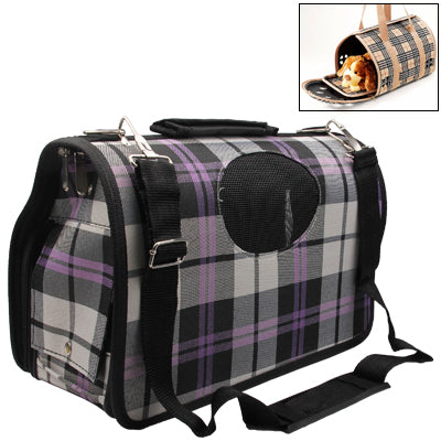 Grid Pattern Travel Totes Dog Carrier Bags, Size: 34 x 16 x 23cm