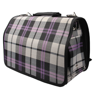 Grid Pattern Travel Totes Dog Carrier Bags, Size: 34 x 16 x 23cm