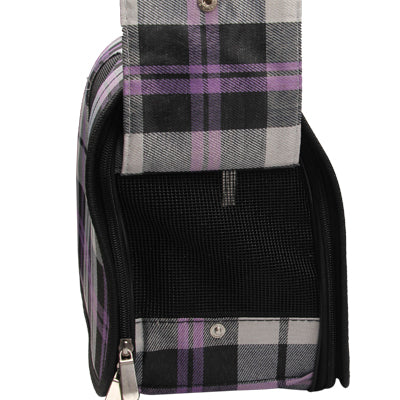 Grid Pattern Travel Totes Dog Carrier Bags, Size: 34 x 16 x 23cm