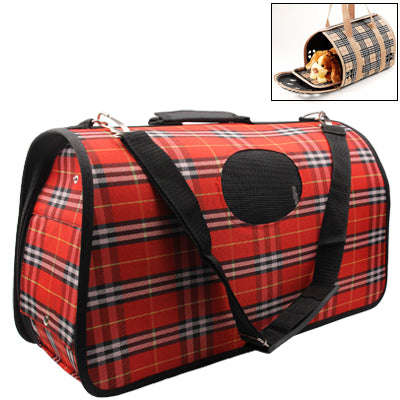 Grid Pattern Travel Totes Dog Carrier Bags, Size: 48 x 22 x 29cm(Red)
