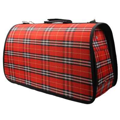 Grid Pattern Travel Totes Dog Carrier Bags, Size: 48 x 22 x 29cm(Red)