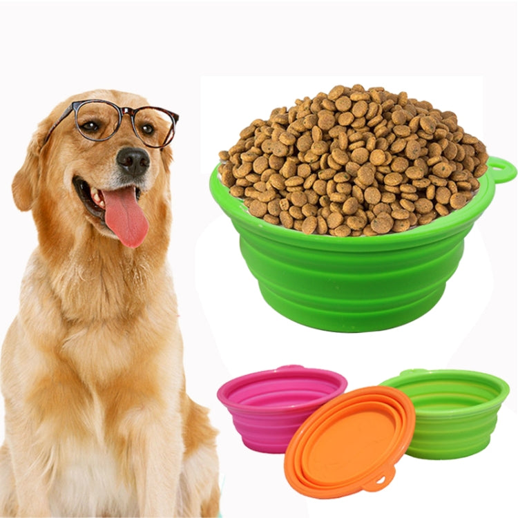 Portable Stretchable Silicon Food Feeder Dish Serving Bowl Water Container for Cat Dog Pet (Random Color Delivery)